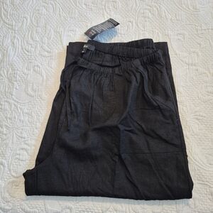 Ellos women's size 22 black linen/rayon capri pants, 4 pockets NEW